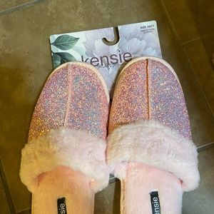 Kensie slippers pink glitter NWT new size 10/11 10 11 xl